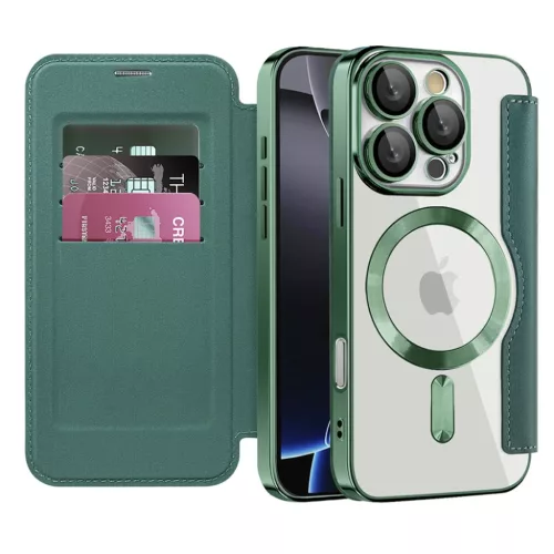 Techsuit - SmartMag Könyvtok - iPhone 16 Pro - Zöld tok