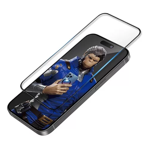 Blueo - Törésálló Üveg - iPhone 14 Pro / iPhone 15 / iPhone 16 - Fekete üvegfólia