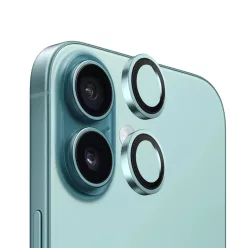   Blueo - Eredeti fémkeretes lencsevédő (2 darab) - iPhone 16 / iPhone 16 Plus - Zöld üvegfólia