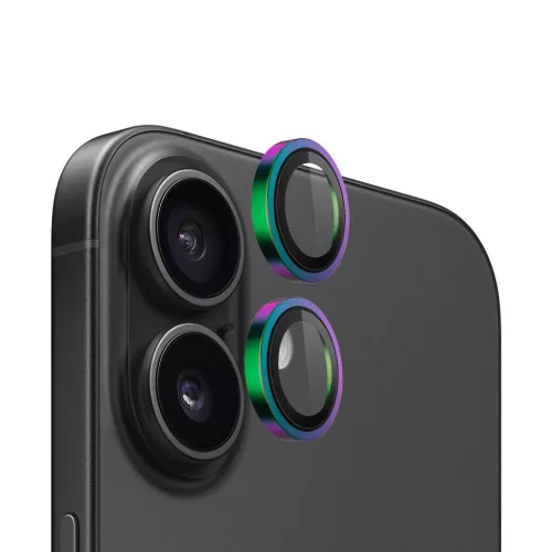 Blueo - Eredeti Fém Keretes Lencsevédő (2 darab) - iPhone 16 / iPhone 16 Plus - Színes üvegfólia