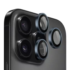   Blueo - Eredeti Fém Keretes Lencsevédő (3 darab) - iPhone 15 Pro - Kék üvegfólia