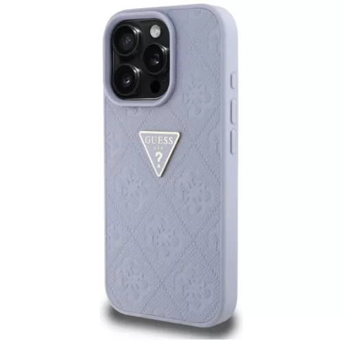 iPhone 16 Pro 6,3" lila Guess Hardcase PU Grained Hot Stamp 4G Triangle Metal tok
