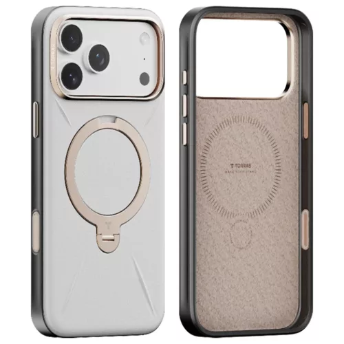 iPhone 17 Pro Szürke Torras QPRO Leather Series tok