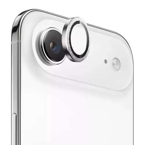 iPhone 17 Air Ezüst Gyémánt Blueo - Original Fémkeretes Lencseüveg üvegfólia