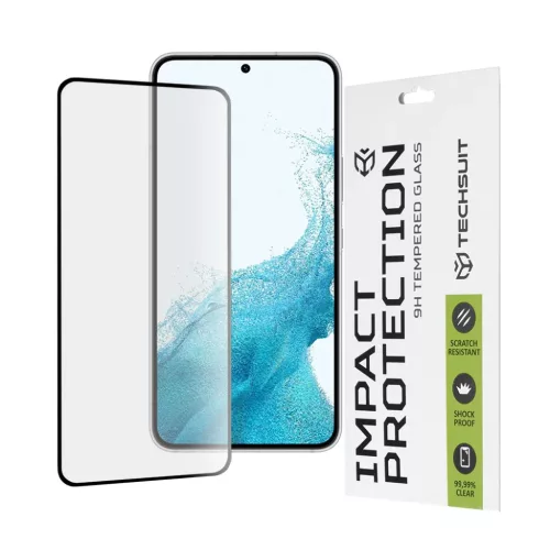 Techsuit - 111D Teljes Borítású / Teljes Ragasztású Üveg - Samsung Galaxy S22 5G / S23 - Fekete