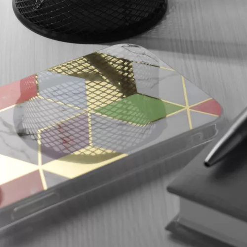 iPhone 13 Pro Max Lila Hexagon Techsuit - Márvány sorozat tok