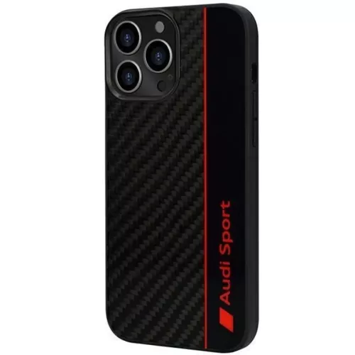 iPhone 13 Pro Max 6.7" fekete/fekete Audi Carbon Fiber Stripe tok