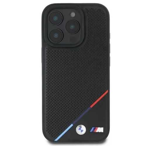 iPhone 16 Pro BMW M Perforated Tricolor Line MagSafe tok - Fekete