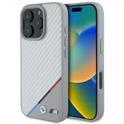   iPhone 16 Pro Eredeti BMW M Carbon Tricolor Line MagSafe tok (BMHMP16L23PUDTS) szürke