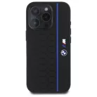 iPhone 16 Pro BMW Keménytok Szilikon Hexagon Kék Vonallal MagSafe (BMHMP16L23SHEB) fekete tok