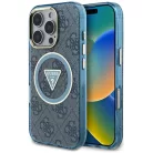 iPhone 16 Pro Kék Guess - IML Metal Glitter 4G Körtéglalap Háromszög MagSafe tok