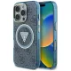 iPhone 16 Pro Kék Guess - IML Metal Glitter 4G Körtéglalap Háromszög MagSafe tok