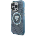 iPhone 16 Pro Kék Guess - IML Metal Glitter 4G Körtéglalap Háromszög MagSafe tok