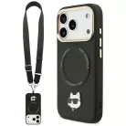iPhone 17 Pro Max Fekete Karl Lagerfeld Big Strap Choupette Metal Logo MagSafe tok
