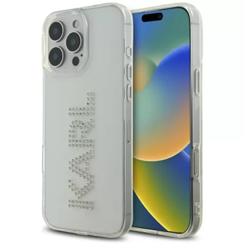 iPhone 16 Pro Átlátszó Logó Karl Lagerfeld IML Strasszkövek tok (KLHCP16LHKLSTDCT)