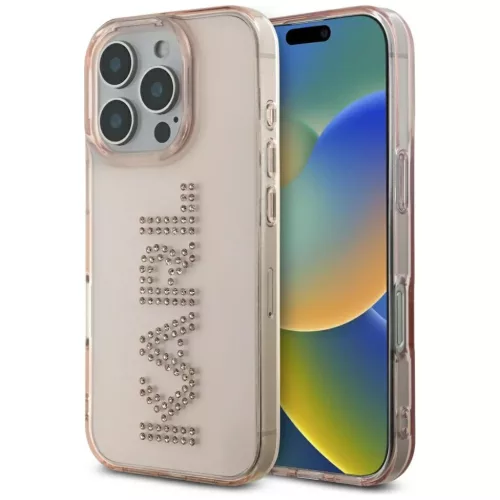 Apple iPhone 16 Pro Rózsaszín Karl Lagerfeld IML Rhinestones Logó tok