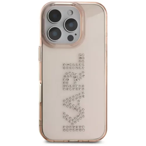 Apple iPhone 16 Pro Rózsaszín Karl Lagerfeld IML Rhinestones Logó tok