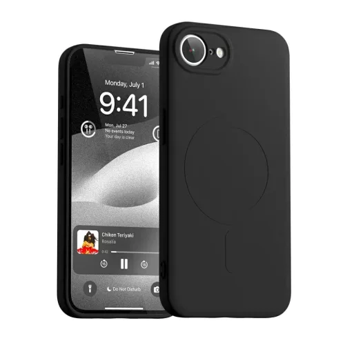 Mercury fél-szilikon MagSafe iPhone 16e/17e fekete tok