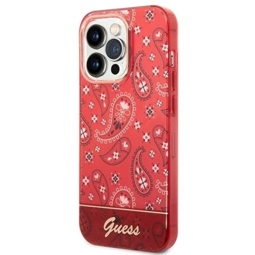 Guess GUHCP14LHGBNHR iPhone 14 Pro 6.1" piros/piros kemény tok Bandana Paisley tok