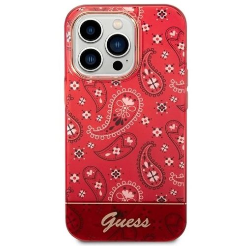 Guess GUHCP14LHGBNHR iPhone 14 Pro 6.1" piros/piros kemény tok Bandana Paisley tok