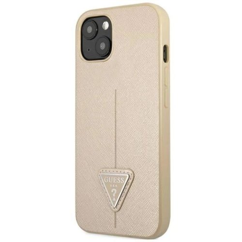 Guess GUHCP14MPSATLE iPhone 14 Plus 6.7" bézs/bézs keménytok SaffianoTriangle Logo tok