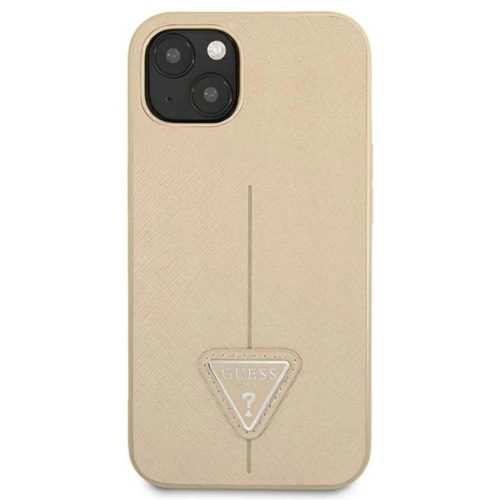 Guess GUHCP14MPSATLE iPhone 14 Plus 6.7" bézs/bézs keménytok SaffianoTriangle Logo tok