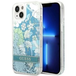   Guess GUHCP14MLFLSN iPhone 14 Plus 6.7" zöld keménytok Flower Liquid Glitter tok