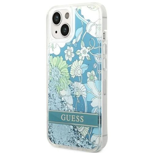 Guess GUHCP14MLFLSN iPhone 14 Plus 6.7" zöld keménytok Flower Liquid Glitter tok