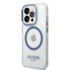 Guess Metal Outline MagSafe tok iPhone 14 Pro - kék