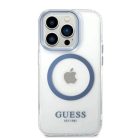 Guess Metal Outline MagSafe tok iPhone 14 Pro - kék