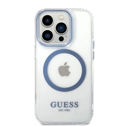 Guess Metal Outline MagSafe tok iPhone 14 Pro - kék