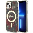 Guess GUHMP14MHCFWSA iPhone 14 Plus 6.7" zöld/khaki virágos keménytok MagSafe