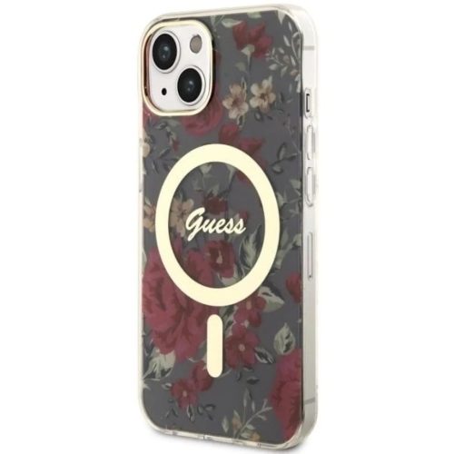 Guess GUHMP14MHCFWSA iPhone 14 Plus 6.7" zöld/khaki virágos keménytok MagSafe