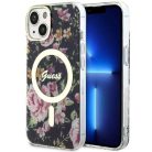 Guess GUHMP14MHCFWSK iPhone 14 Plus 6.7" fekete/fekete keménytok Flower MagSafe tok