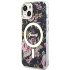 Guess GUHMP14MHCFWSK iPhone 14 Plus 6.7" fekete/fekete keménytok Flower MagSafe tok