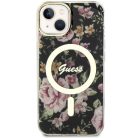 Guess GUHMP14MHCFWSK iPhone 14 Plus 6.7" fekete/fekete keménytok Flower MagSafe tok