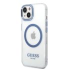 Guess Metal Outline MagSafe tok iPhone 14 Plus - kék
