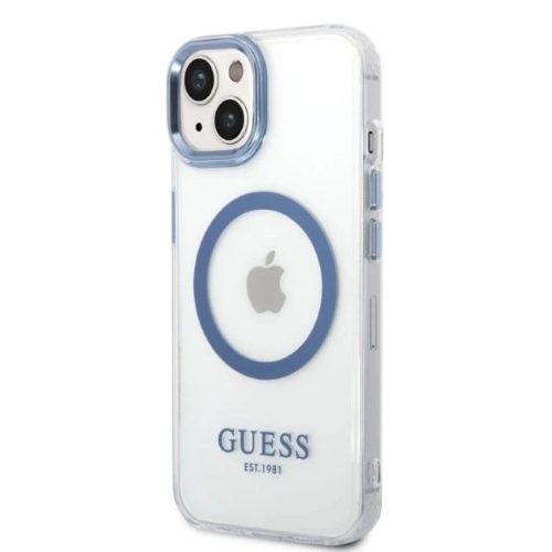 Guess Metal Outline MagSafe tok iPhone 14 Plus - kék