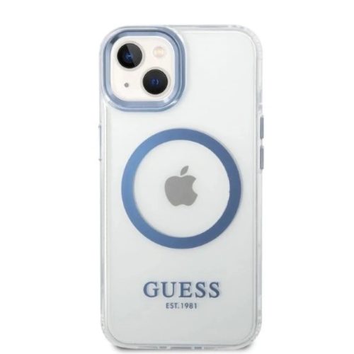 Guess Metal Outline MagSafe tok iPhone 14 Plus - kék