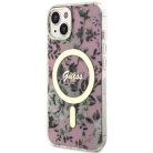 Guess GUHMP14MHCFWSP iPhone 14 Plus 6.7" pink/pink kemény tok Flower MagSafe
