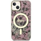 Guess GUHMP14MHCFWSP iPhone 14 Plus 6.7" pink/pink kemény tok Flower MagSafe