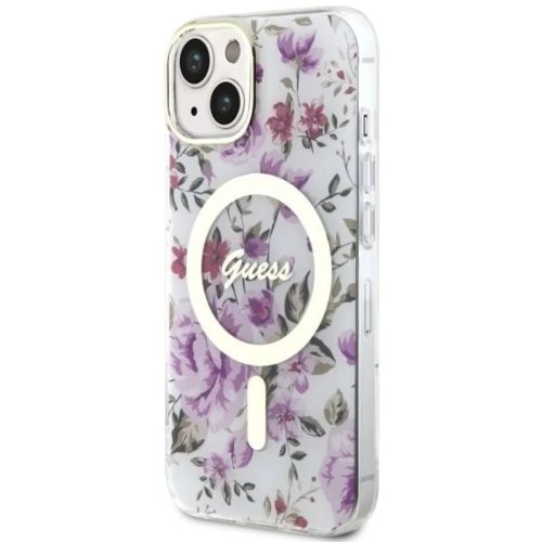 Guess GUHMP14MHCFWST iPhone 14 Plus 6.7" átlátszó keménytok virágmintás MagSafe tok