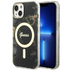 Guess GUHMP14MHTMRSK iPhone 14 Plus 6.7" fekete/fekete kemény tok Golden Marble MagSafe tok