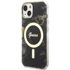 Guess GUHMP14MHTMRSK iPhone 14 Plus 6.7" fekete/fekete kemény tok Golden Marble MagSafe tok