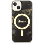 Guess GUHMP14MHTMRSK iPhone 14 Plus 6.7" fekete/fekete kemény tok Golden Marble MagSafe tok