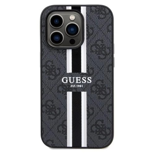 Guess 4G Printed Stripes MagSafe tok iPhone 15 Pro Max - fekete