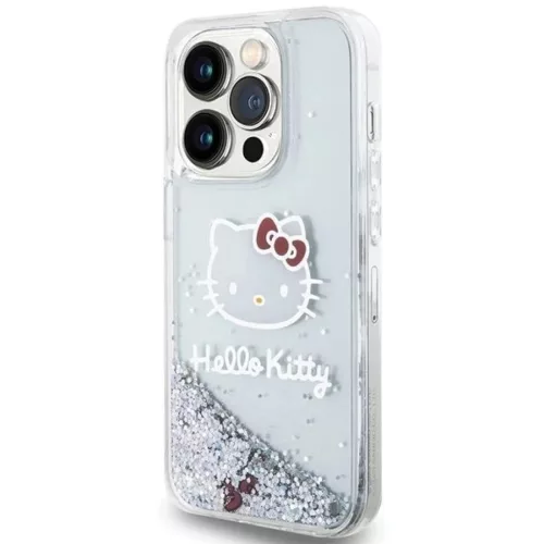 iPhone 13 Pro Max ezüst Hello Kitty Liquid Glitter Charms Kitty Head tok