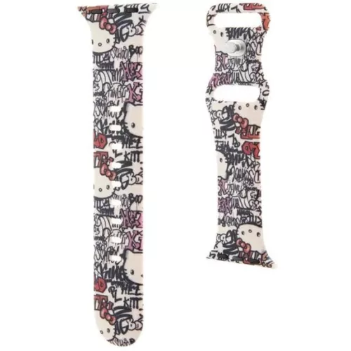 Apple Watch 38/40/41mm bézs Hello Kitty Szilikon Graffiti szíj