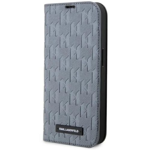 Karl Lagerfeld KLBKP14LSAKLHPG iPhone 14 Pro 6.1" fliptok ezüst/ezüst Saffiano Monogram tok