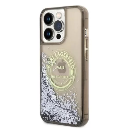 Karl Lagerfeld Liquid Glitter RSG tok iPhone 14 Pro Max - fekete